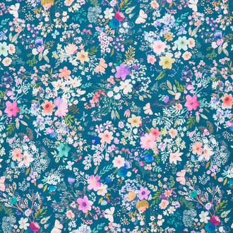 Unicorn Meadow - Flowers Teal Yardage