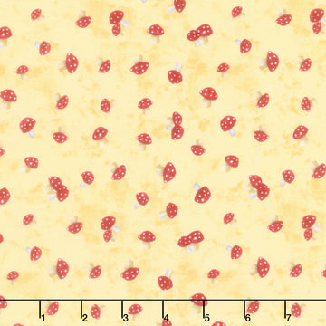 Buzzin' with My Gnom-iezz - Mushroom Toss Yellow Yardage Primary Image