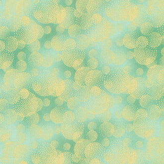 Majestic - Dotted Circle Textures Green Metallic Yardage