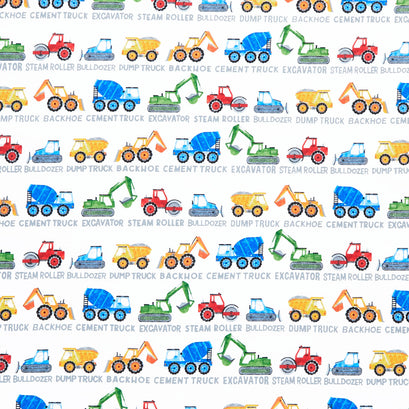 Build Your Own World - Mini Vehicle Stripe White Multi Yardage
