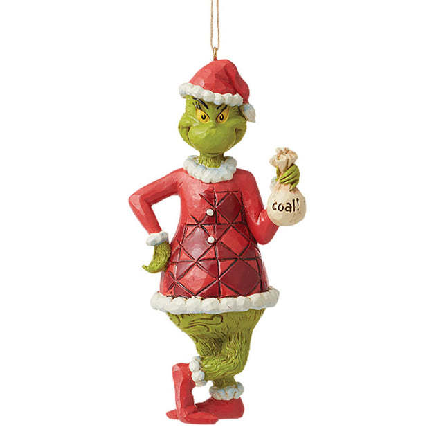 Jim Shore Dr. Seuss Grinch with Bag of Coal Ornament Primary Image