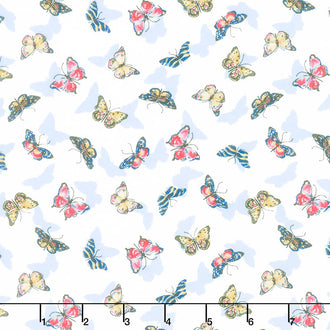 Among the Branches - Butterfly Toss White Yardage