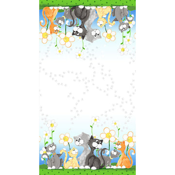 Kitty The Cat - Double Border White Yardage Alternative View #1