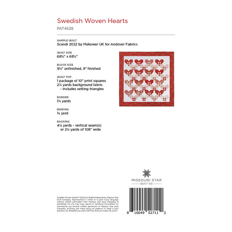 Swedish Woven Hearts Quilt Pattern by Missouri Star Alternative View #1