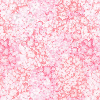 Hydrangea Mist - Packed Hydrangeas Pink Yardage