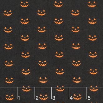 Hey Bootiful - Jack-O'-Lanterns Charcoal Yardage