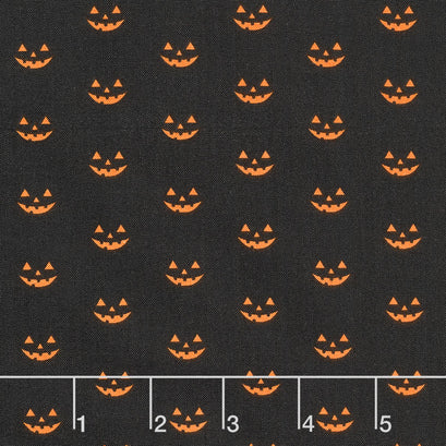 Hey Bootiful - Jack-O'-Lanterns Charcoal Yardage
