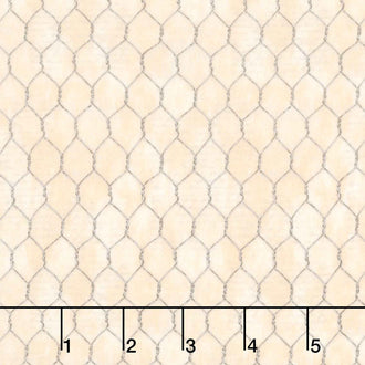 Garden Gate Roosters - Chicken Wire Cream Yardage