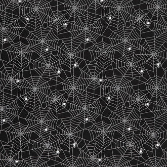 Too Cute to Spook - Spidey Webs Black Cat Yardage