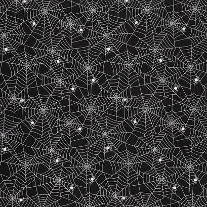 Too Cute to Spook - Spidey Webs Black Cat Yardage
