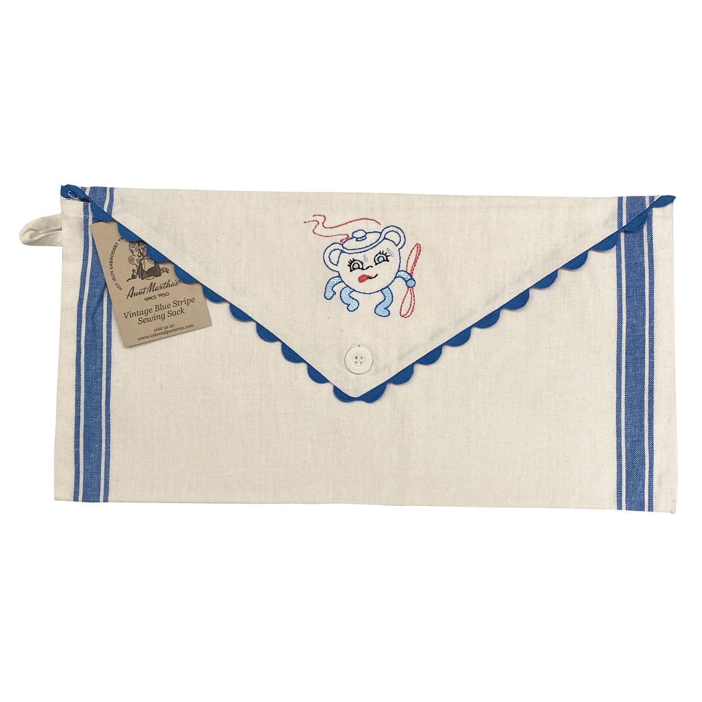 Vintage Sriped Sewing Sack Organizer - Blue Stripe Primary Image