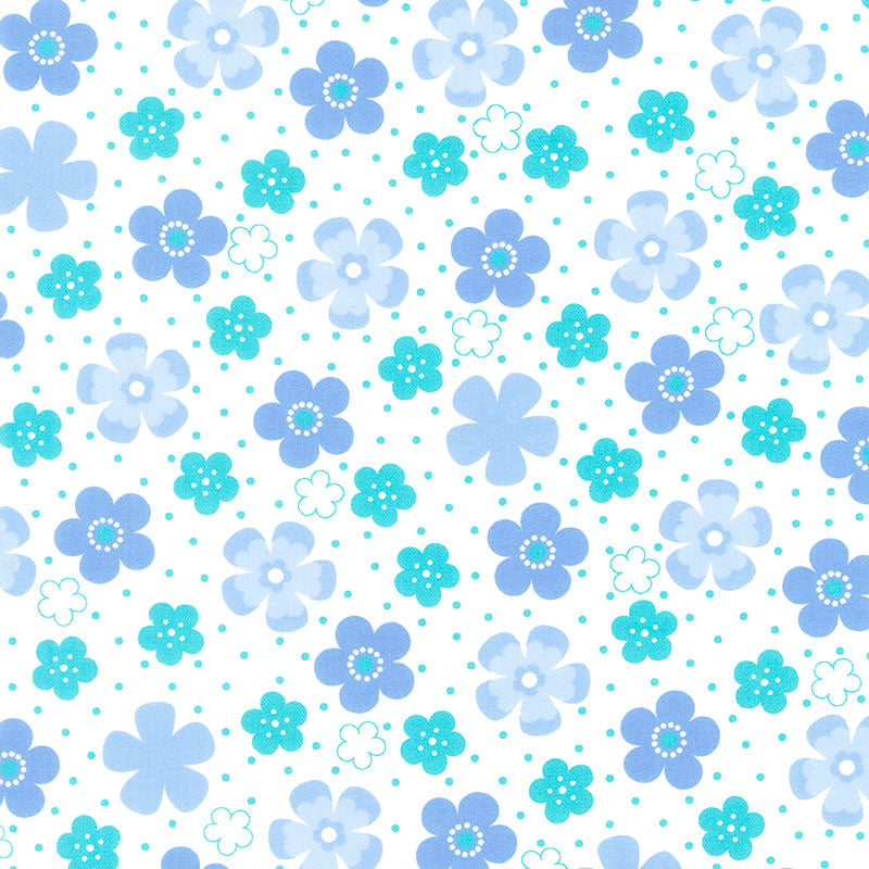 Cozy Cotton Flannels - Flowers White Cornflower Yardage Primary Image