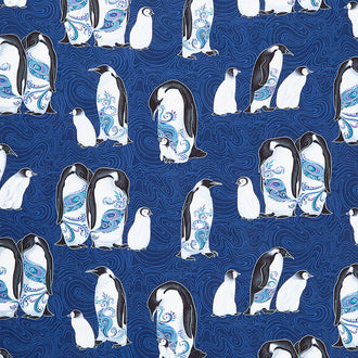 Polar Bear Attitude - Penguins Blue Multi Yardage