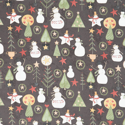 Kringle - Jacks and Trees Charcoal Yardage