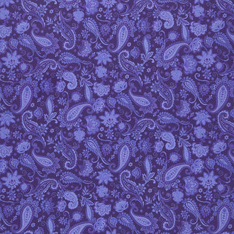 Pansy Paradise - Pansy Paisley Purple Yardage