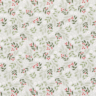 Christmas Eve - Winter Botanical Silver Yardage