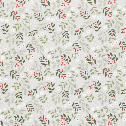 Christmas Eve - Winter Botanical Silver Yardage