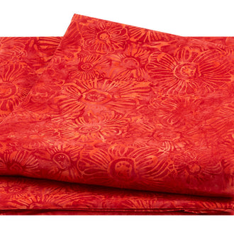 Tread Brightly Batiks - Woodblock Flower Cherry 5 Yard Cut