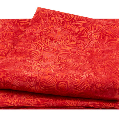 Tread Brightly Batiks - Woodblock Flower Cherry 5 Yard Cut