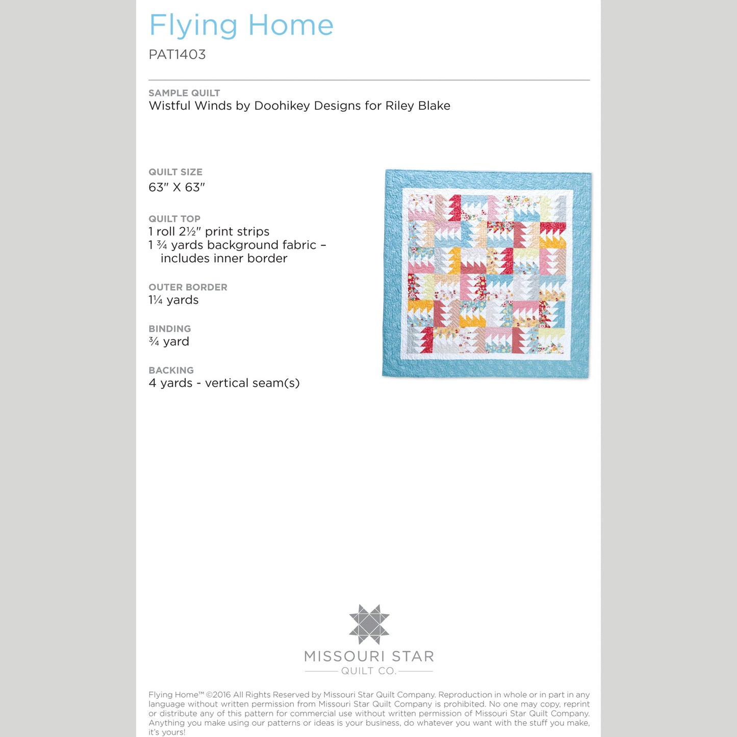 Digital Download - Flying Home Quilt Pattern by Missouri Star Alternative View #1