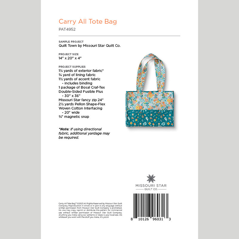 Digital Download - Carry All Tote Bag Pattern by Missouri Star Alternative View #1