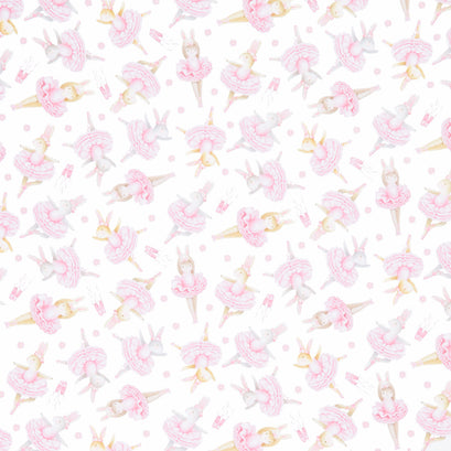 Ballet Bunnies - Pretty Bunnies Ballerinas White Yardage