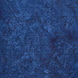 Porcelain Blue Batiks - Acanthus Square Leaf Blue Storm Yardage