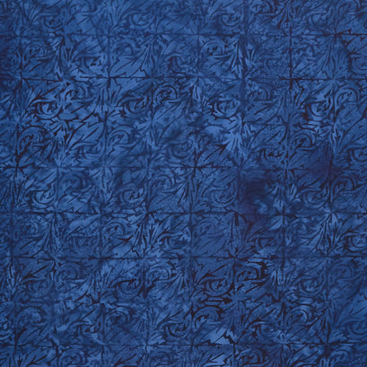 Porcelain Blue Batiks - Acanthus Square Leaf Blue Storm Yardage