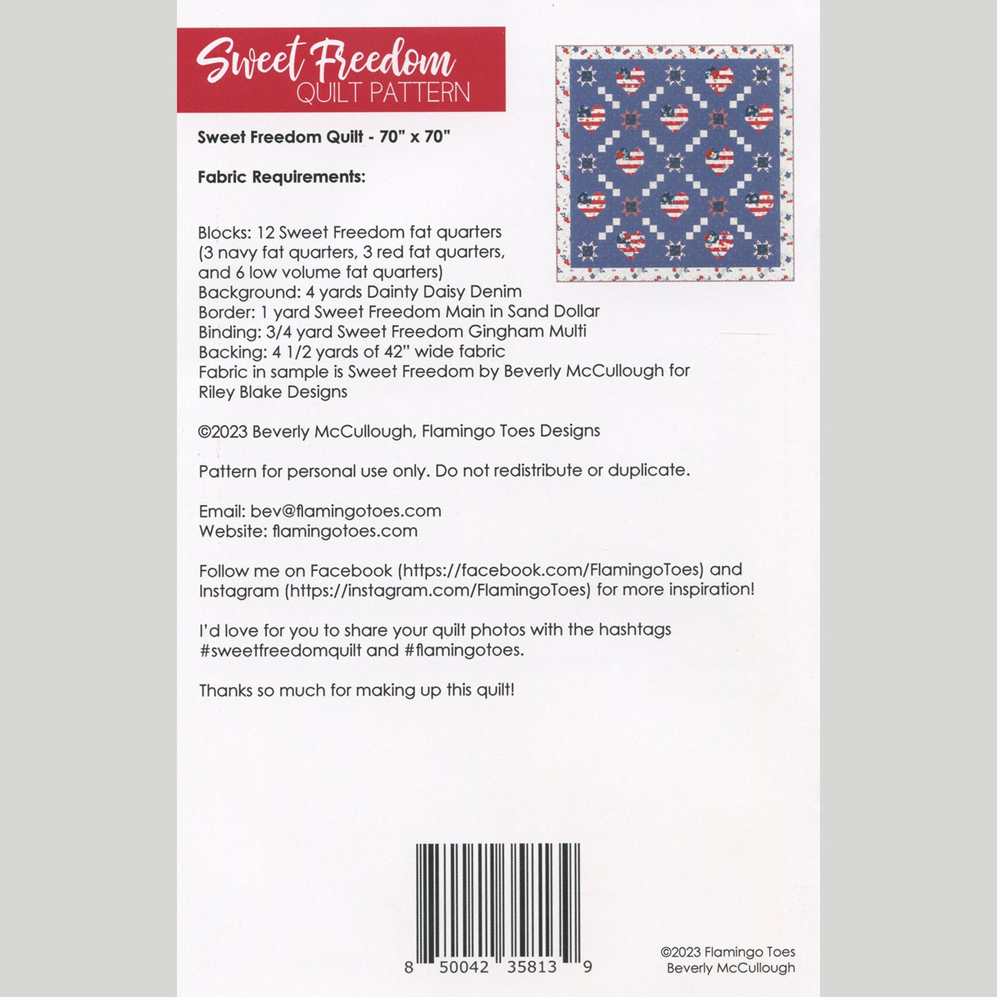 Sweet Freedom Quilt Pattern Alternative View #1