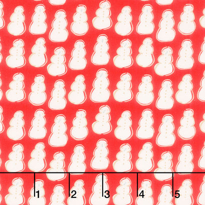 Christmas in the City - Frosty Snowman Red Yardage