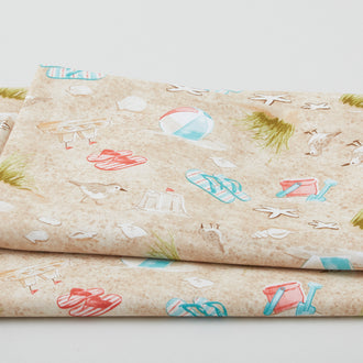 Beachy Keen - Tossed Beach Items Sand 2 Yard Cut