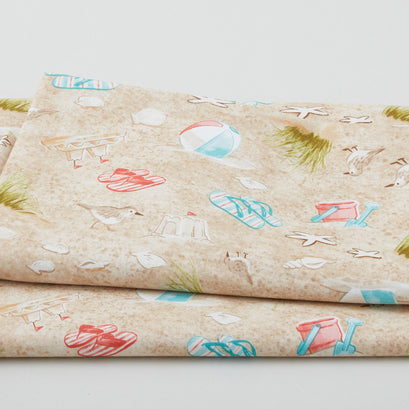 Beachy Keen - Tossed Beach Items Sand 2 Yard Cut