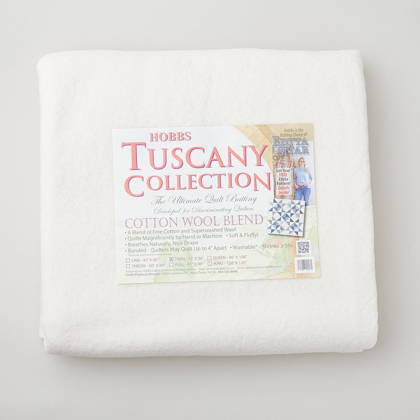 Hobbs Tuscany 80/20 Cotton Wool Batting - Twin 72" x 96" Primary Image