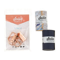 Walk, Don't Run Key Fob Kit - Floral Frost Cork & Navy Pebble Faux Leather Alternative View #1