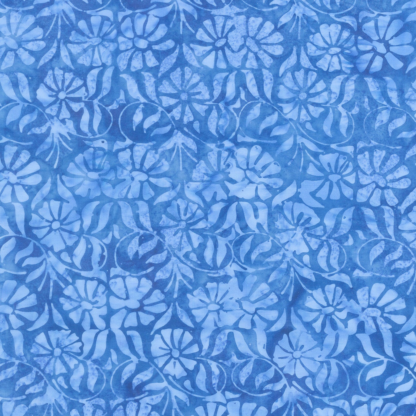 Porcelain Blue Batiks - Daisy Tile Blue Blueberry Yardage Primary Image