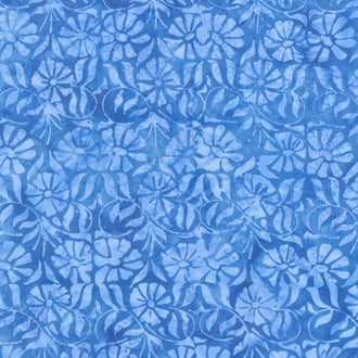 Porcelain Blue Batiks - Daisy Tile Blue Blueberry Yardage