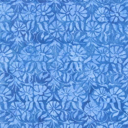 Porcelain Blue Batiks - Daisy Tile Blue Blueberry Yardage