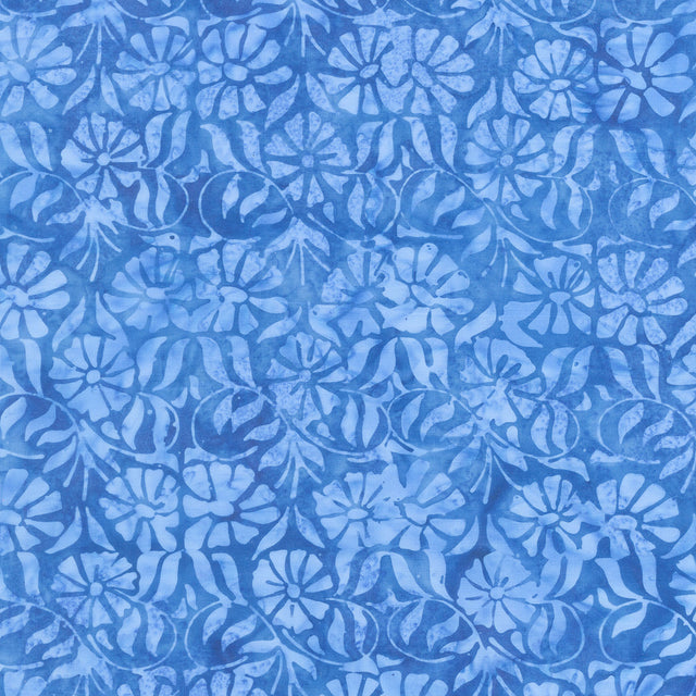 Porcelain Blue Batiks - Daisy Tile Blue Blueberry Yardage Primary Image