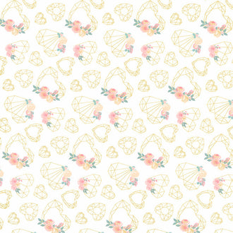 At First Sight - Hearts Cream Metallic Yardage