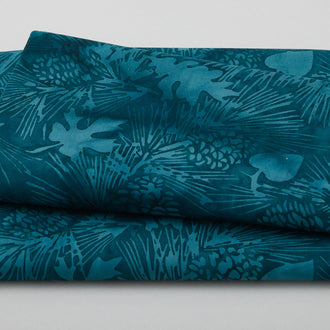 Winter's Foliage Batiks - Pine Leaves Cone Teal Ravine 2 Yard Cut