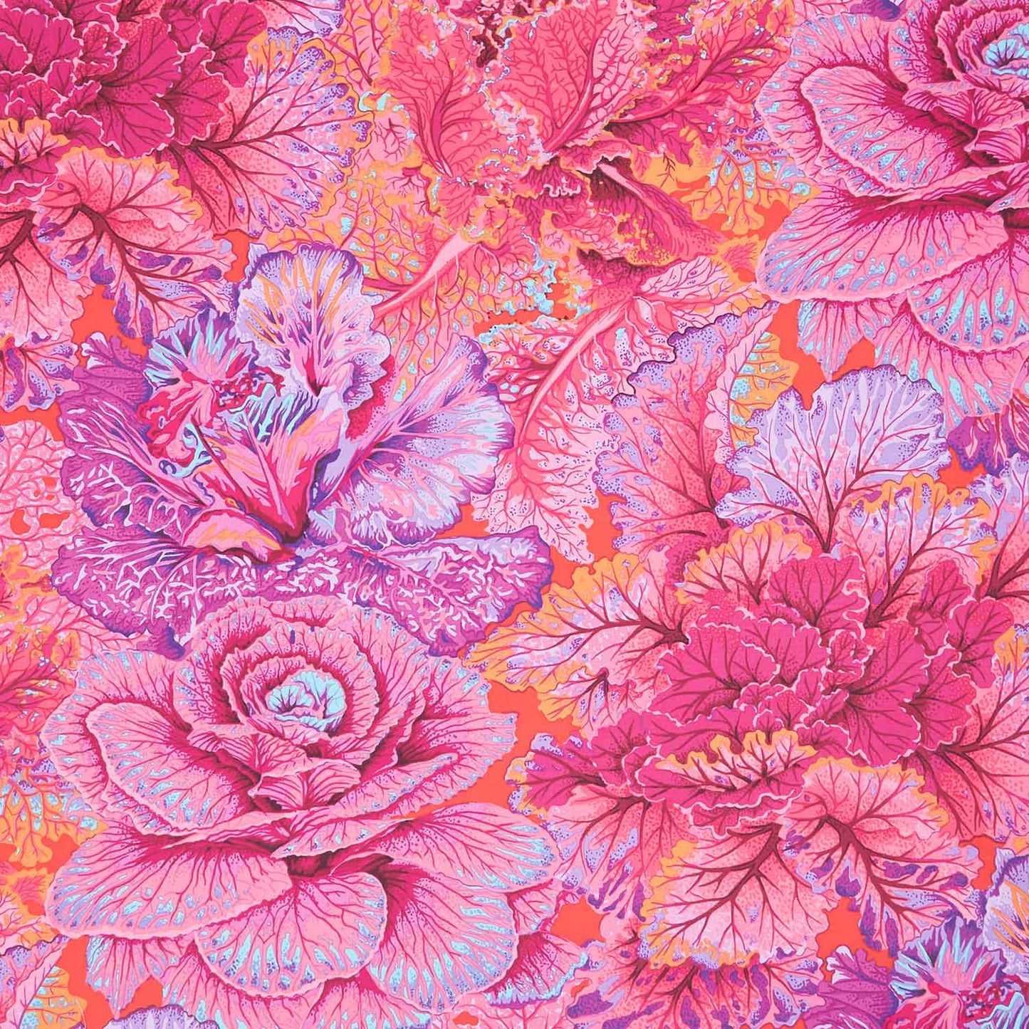 Kaffe Fassett Collective - August 2023 - Curly Kale Red Yardage Primary Image