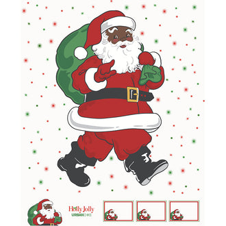 Holly Jolly - Black Santa Panel