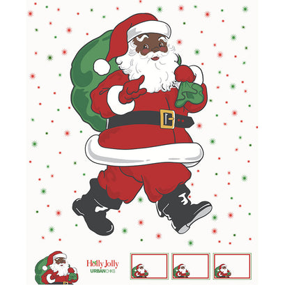 Holly Jolly - Black Santa Panel