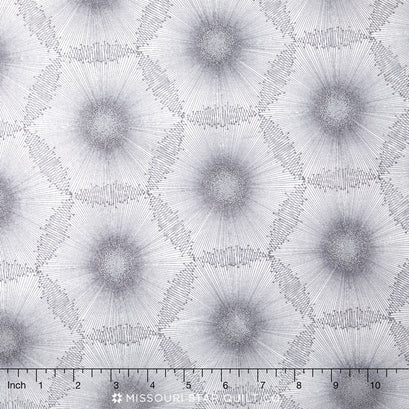 Nature's Pearl - Dandelion Dots White/Gray Pearlized Yardage