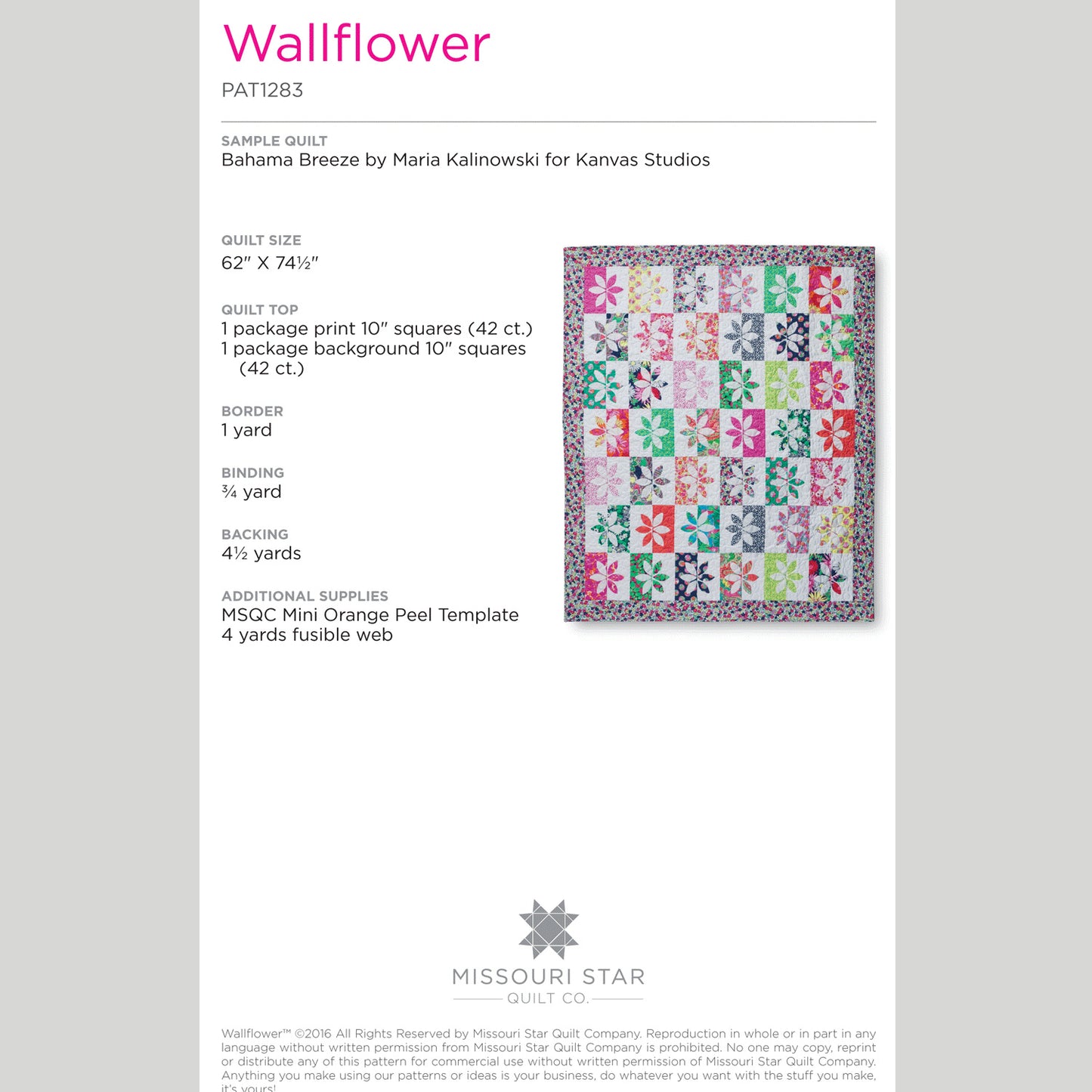 Digital Download - Wallflower Quilt Pattern by Missouri Star Alternative View #1