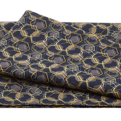 Mellow Yellow - Honeycomb Geometric Black 2 Yard Cut