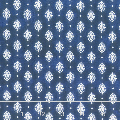 Indigo Splash - Petite Medallion Dark Blue Yardage