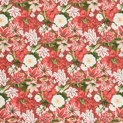 Merry Christmas - Packed Christmas Floral Red Multi Yardage