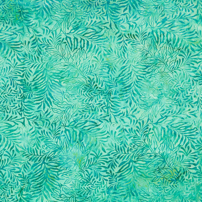 Morning Glory Batiks - Leaves and Ferns Teal Yardage