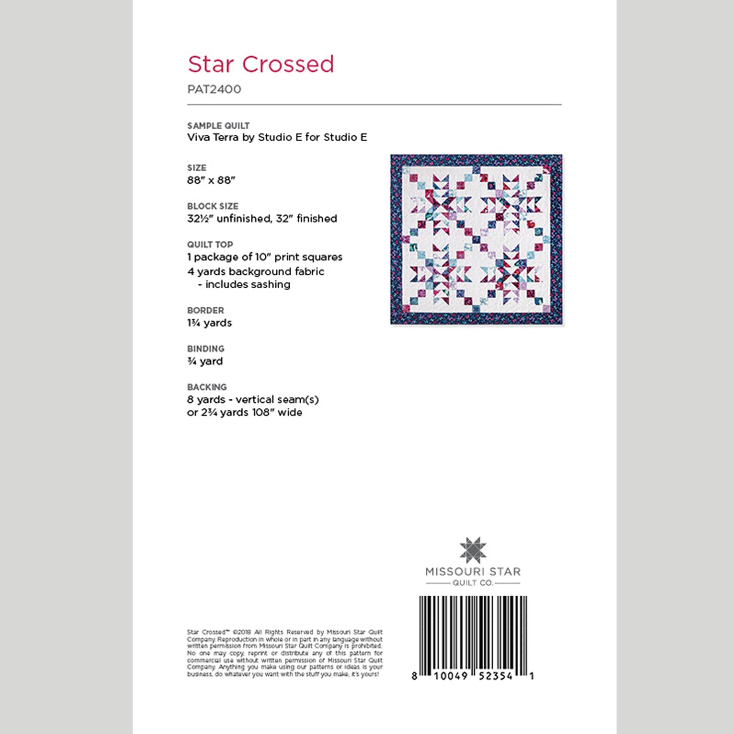 Digital Download - Star Crossed Quilt Pattern by Missouri Star Alternative View #2